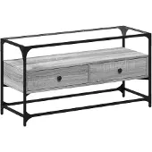 vidaXL Tv-meubel met glazen blad 98x35x51 cm bewerkt hout grijs sonoma