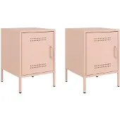 vidaXL Nachtkastjes 2 st 36x39x50,5 cm staal roze