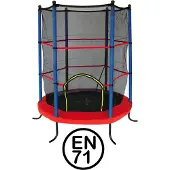 Garlando - Combi XS - Trampoline met Veiligheidsnet - voor Kinderen - Rond - 140 cm - met Veilige Rand - Rood - Blauw