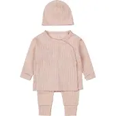 Dirkje overslagshirt + broek + muts roze Set Meisjes Katoen Ronde hals - maat 68