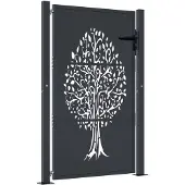 vidaXL Poort 100x125 cm met boomontwerp staal antracietkleurig