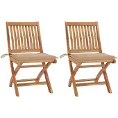 vidaXL Tuinstoelen 2 st met beige kussens massief teakhout
