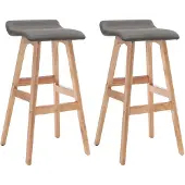 vidaXL Barkruk, 2 stuks, donkergrijs, met stoffen bekleding