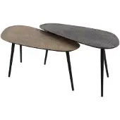 Fraaai Lazio salontafel ovaal grijs/goud set van 2