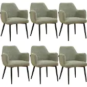 Bronx71 Scandinavische eetkamerstoel Lars groen gerecyclede stof - Eetkamerstoelen set van 6 - stoel