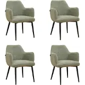 Bronx71 Scandinavische eetkamerstoel Lars groen gerecyclede stof - Eetkamerstoelen set van 4 - stoel