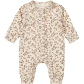 Dirkje baby boxpak met all over print lichtbruin/roze/ecru Meisjes Stretchkatoen Ronde hals - maat 50