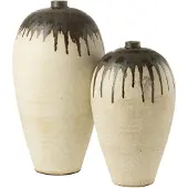 J-Line vaas Lombok - keramiek - beige/bruin - large