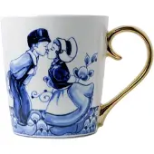 Heinen Delfts Blauw Mok Blauw / Wit Kusje D 8,5 H 9,5 Cm