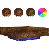 vidaXL Salontafel met LED-verlichting 100x100x31 cm gerookt eikenkleur