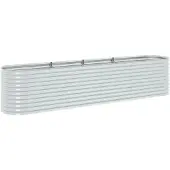 vidaXL Plantenbak verhoogd 400x80x81 cm gegalvaniseerd staal zilver