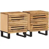 vidaXL Nachtkastjes 2 st 40x34x46 cm massief ruw mangohout