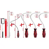 Ks Tools Flexibele en uitschuifbare magnetische houder en inspectiespiegel set, 6-delig