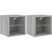 vidaXL Tv-wandmeubels met LED 2 st 30x28,5x30 cm grijs sonoma eiken