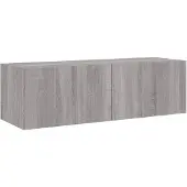 vidaXL Tv-wandmeubel met LED-verlichting 100x35x31 cm grijs sonoma