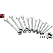 Vigor V1031 Steek-ringratelsleutelset 12-delig Sleutelbreedte (metrisch) 8 - 19 mm