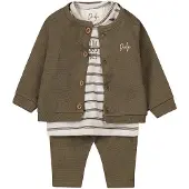 Dirkje vest + longsleeve + broek groen/offwhite Set Jongens Stretchkatoen Ronde hals - maat 50