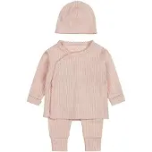 Dirkje overslagshirt + broek + muts roze Set Meisjes Katoen Ronde hals - maat 62