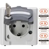 Heinrich Kopp KOPP APWG Schuko 28, 1036.5600.5, afsluitbaar, 2-polig, kleur: grijs. (Merk: Blue Electric)