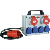 Brennenstuhl Energy Station IP44 met draaggreep | CEE 5-pins (m) - 2x CEE 5-pins + 4 CEE 7/3 (v) contacten | 400V/16A | 2 meter