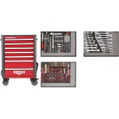 Gedore rode gereedschapset R22071004, in een rode WINGMAN werkbankwagen, 129-delig, artikelnummer 3301694