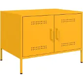 vidaXL Salontafel 68x50x50,5 cm staal mosterdgeel