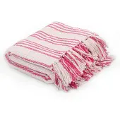 vidaXL Couverture coton à rayures 220x250 cm Rose et Blanc245326
