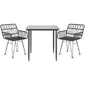 vidaXL 3-delige Tuinset poly rattan zwart