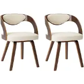 vidaXL Eetkamerstoelen 2 st gebogen hout en kunstleer crèmekleurig