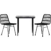 vidaXL 3-delige Tuinset poly rattan zwart
