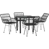 vidaXL 5-delige tuinset, zwart, van polyrotan