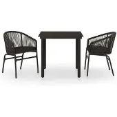 vidaXL 3-delige Tuinset zwart