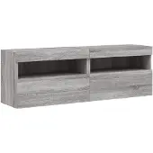 vidaXL Tv-wandmeubels met LED 2 st 60x30x40 cm grijs sonoma eiken