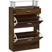 vidaXL Schoenenkast 63x24x104 cm bewerkt hout gerookt eikenkleurig