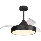 Mantra-Iluminacion LED plafondventilator Alaska Mini zwart DC stil 91 cm CCT Mini, dimbaar, zwart, Woon-/ Eetkamer, Kunststof, Modern