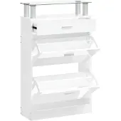 vidaXL Schoenenkast 63x24x104 cm bewerkt hout hoogglans wit