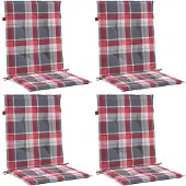 vidaXL Tuinstoelkussens 4 st 100x50x3 cm oxford stof ruitpatroon rood
