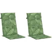 vidaXL Stoelkussens 2 st hoge rug bladpatroon stof