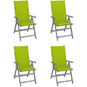 vidaXL Verstelbare stoelen met hoge rugleuning, set van 4, met kussens, massief acaciahout
