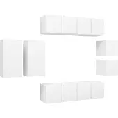 vidaXL 8-delige Tv-meubelset bewerkt hout wit