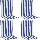 vidaXL Stoelkussens 4 st lage rug gestreept stof wit en blauw