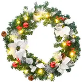 vidaXL Kerstkrans met LED lampjes 60 cm PVC groen