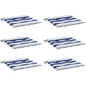 vidaXL Tuinstoelkussens 6 st gestreept 40x40x4 cm stof wit en blauw