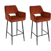 Bronx71 Velvet barkruk Mika koper 78 cm - Barkrukken set van 2.