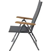 Brulo - Aluminium tuinstoel - ligstoel - strandstoel opvouwbaar - ligstoel- teak Grijs