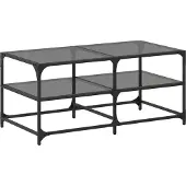 vidaXL Salontafel met zwart glazen blad 98,5x50x45 cm staal