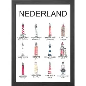 Joyin VUURTORENS NEDERLAND A2 POSTER IN LIJST -