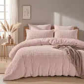 Sleeptime Teddy dekbedovertrek Check - Onderkant microvezel - roze - 200x220