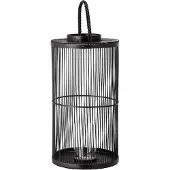Bloomingville Effie Lantaarn met/Glas, Zwart, Bamboe