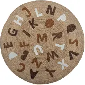 Bloomingville Dinne jute vloerkleed Ø130 cm Alfabet